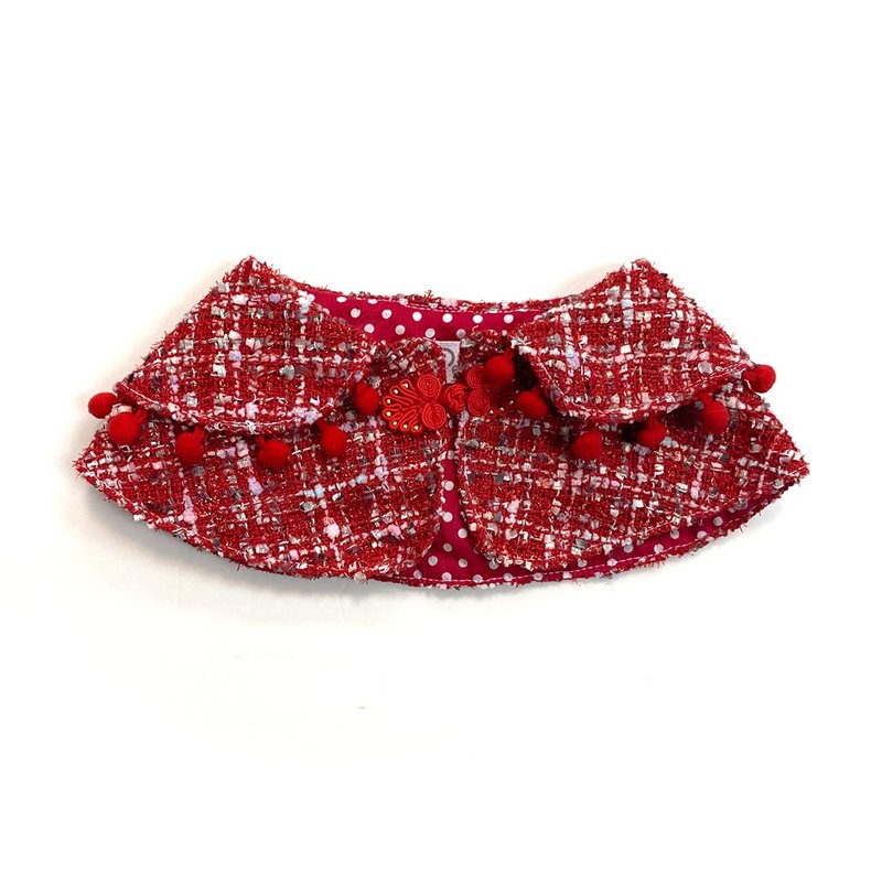 IPET Premium Tweed Plush Shawl (Red) - ชุดสัตว์เลี้ยง - ไฟเบอร์อื่นๆ สีแดง