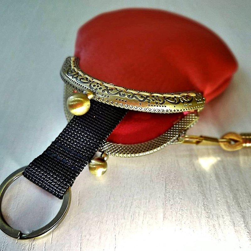 【MY。手作】leather frame key holder / kiss lock pouch ~ RED - Coin Purses - Genuine Leather Red