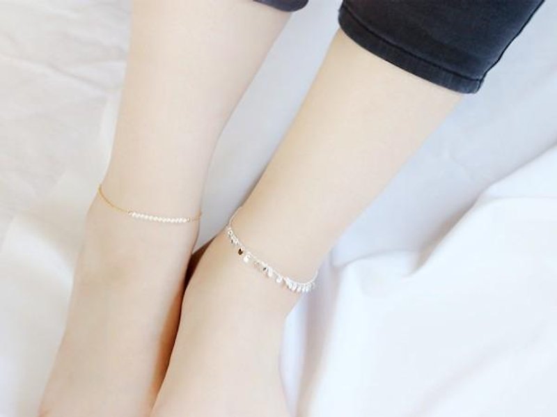 Freshwater pearl anklet June birthstone - Anklets & Ankle Bracelets - Gemstone White