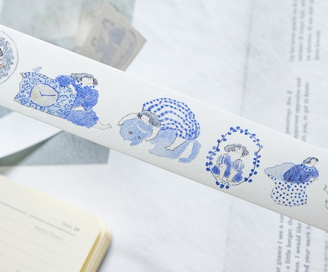 Washi Tape - Blue and White, Japanese Washi Tape, Cute Girls