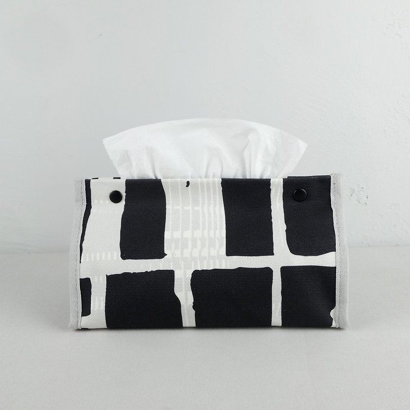 Tissue Cover / SanChong Black & Grey - กล่องทิชชู่ - ผ้าฝ้าย/ผ้าลินิน สีดำ