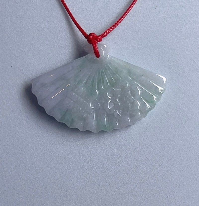 [Pray for Blessings II] Wealth Fan Necklace II Burmese Jade Necklace Unoptimized A-grade Jade Jade Necklace - สร้อยคอ - หยก 