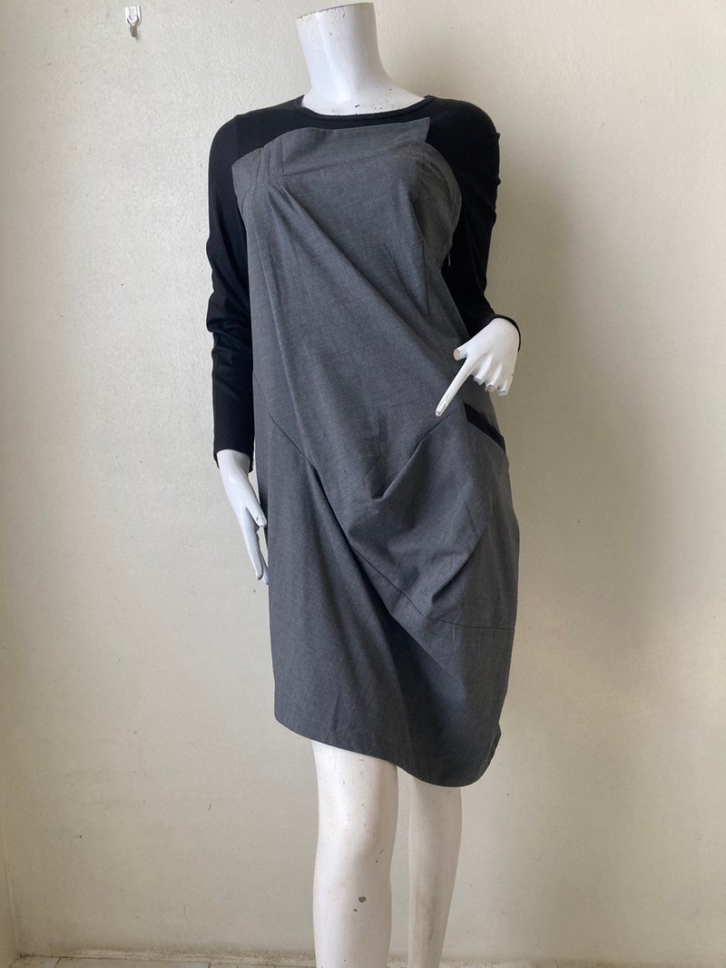 Vintage Cop Copine Dress / Black and Grey Dress Size Small - One Piece Dresses - Cotton & Hemp 