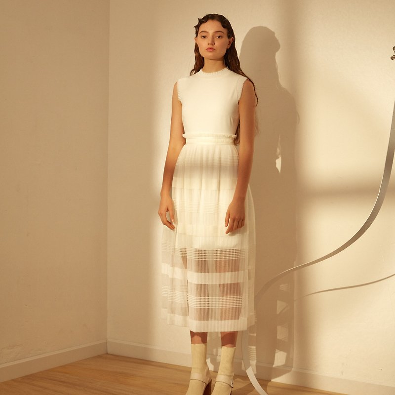 SS20白色透明紗連身長裙-香港原創品牌Lapeewee - 洋裝/連身裙 - 其他材質 白色