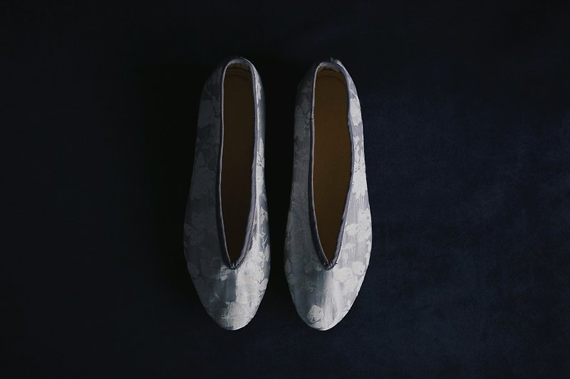 Twilight Jacquard Pointed Shoes Silver Grey