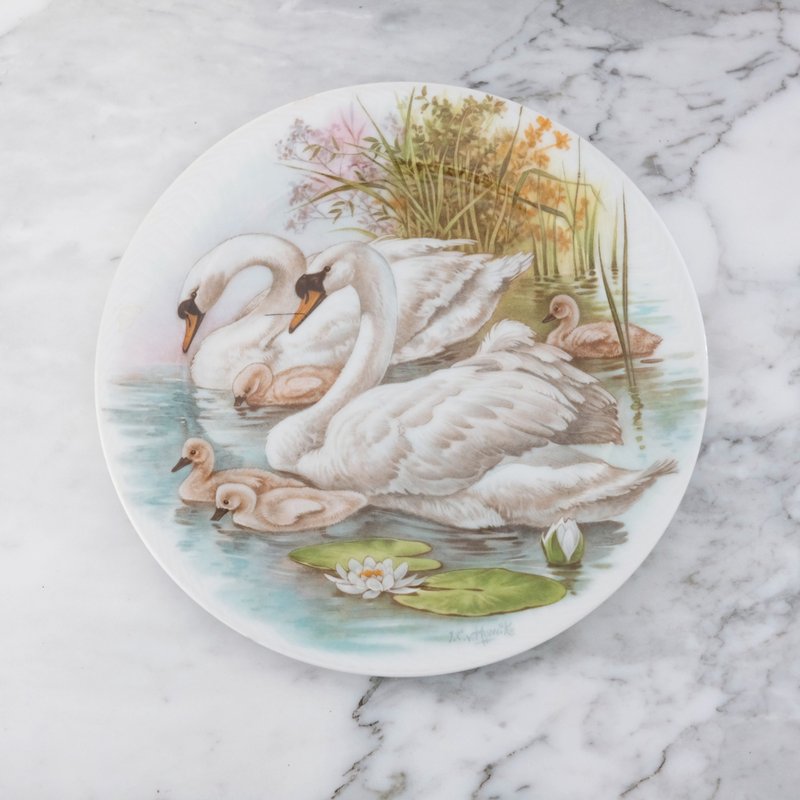 法國復古天鵝裝飾陶瓷碟 - 擺飾/家飾品 - 陶 白色