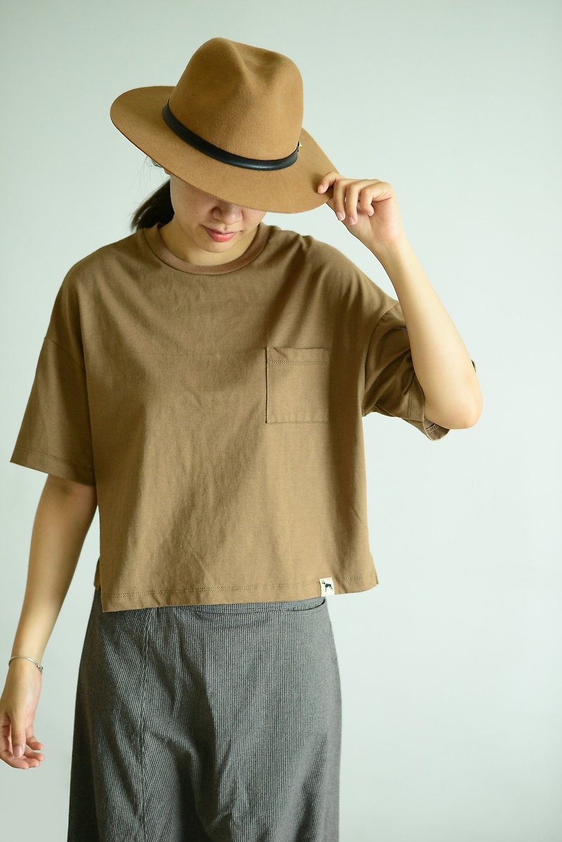 Pocket oversized T-shirt - 女上衣/長袖上衣 - 棉．麻 