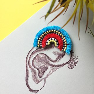 ARRO / Embroidery earing  / bloom / turquoise