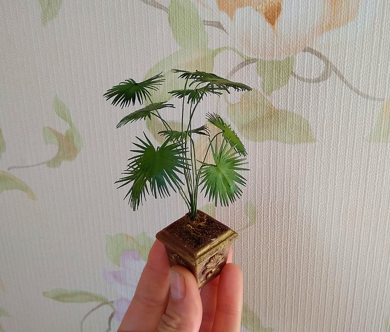 1:12 scale.Palm tree in a pot.Miniature Dollhouse. - ตุ๊กตา - วัสดุอื่นๆ 