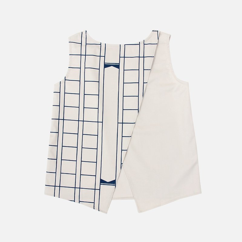 Large manuscript paper printed vest - เสื้อกั๊กผู้หญิง - วัสดุอื่นๆ ขาว