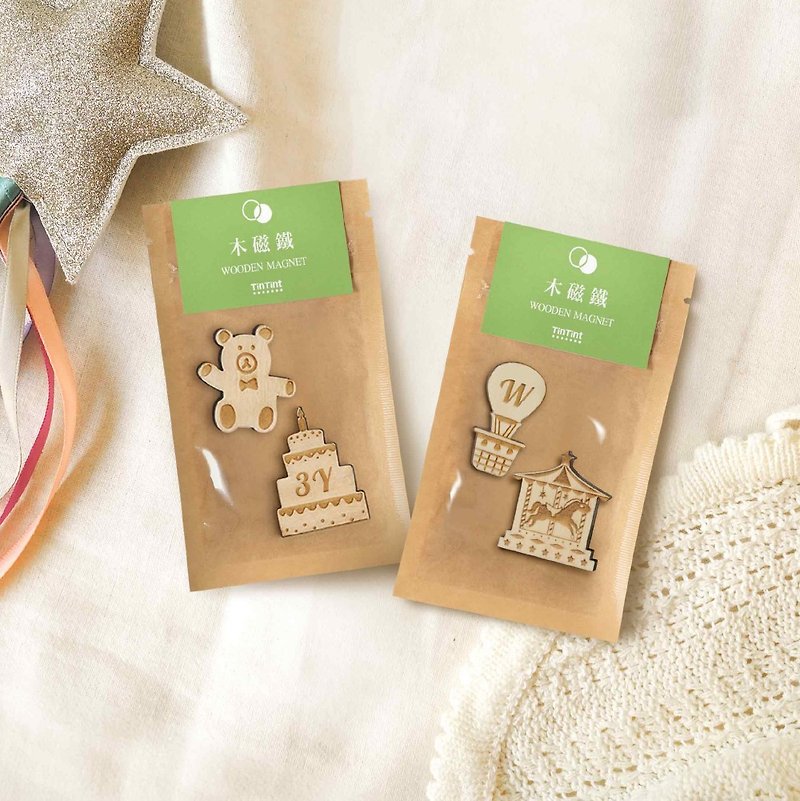 Moon Small Objects Wooden Magnet Set starting from 20 sets [Dot Print] - แม็กเน็ต - ไม้ 