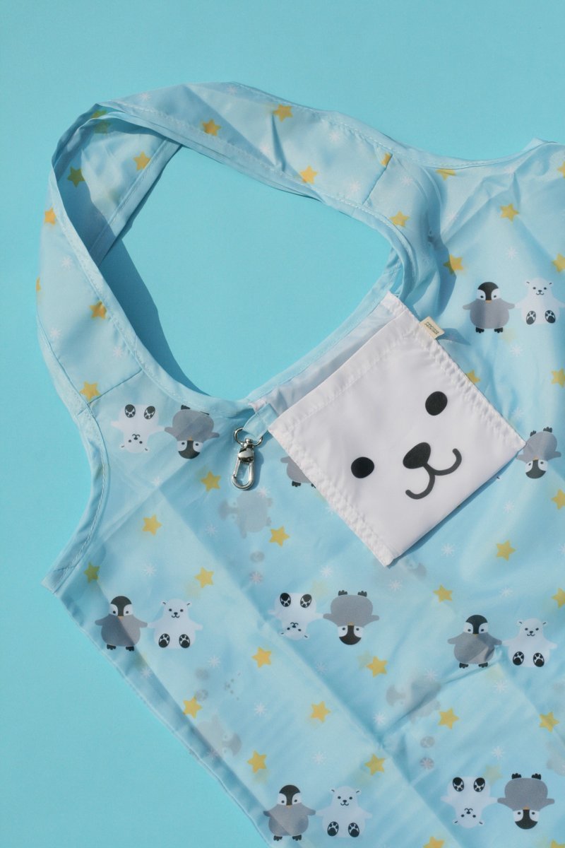 Polar Bear Reusable folding Eco shopping bag - 手提包/手提袋 - 其他人造纖維 藍色