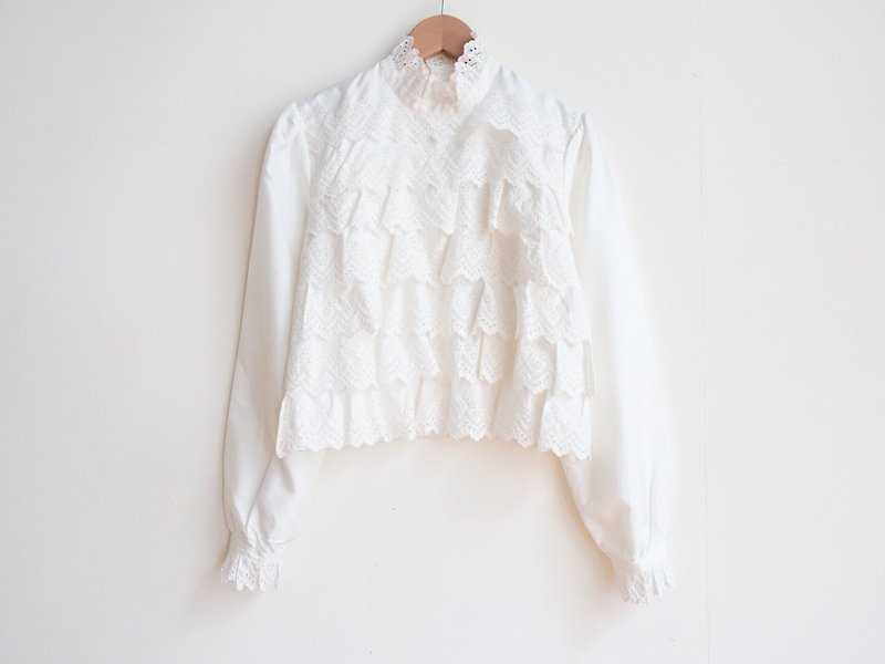 Vintage / shirt / long sleeve no.320 tk - Women's Shirts - Polyester White