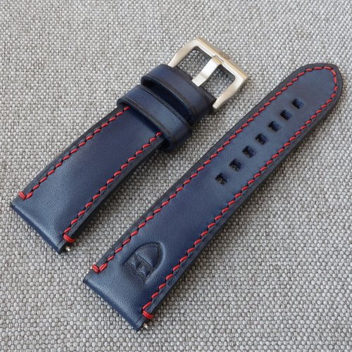 Leoni handmade 帝舵表紅藍相間的表帶 真皮材質