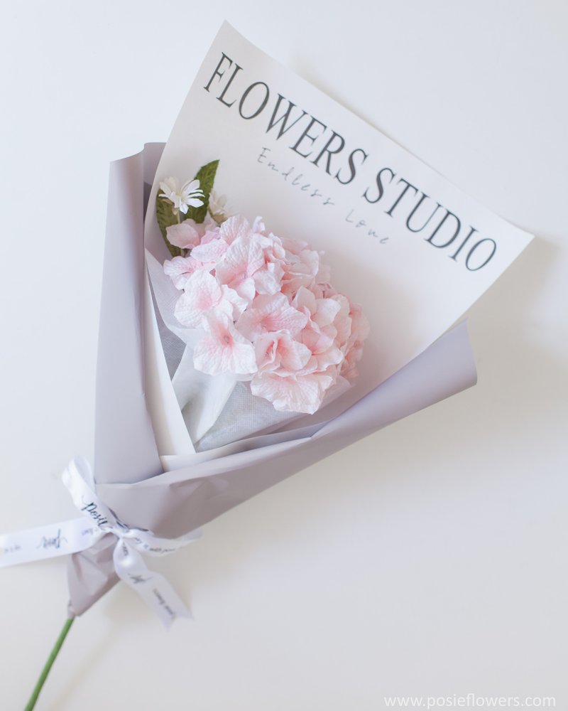 Paper Single BLUSH PINK HYDRANGEA  mini Bouquet | Aroma Handmade Gift - 香氛/精油/擴香 - 紙 粉紅色