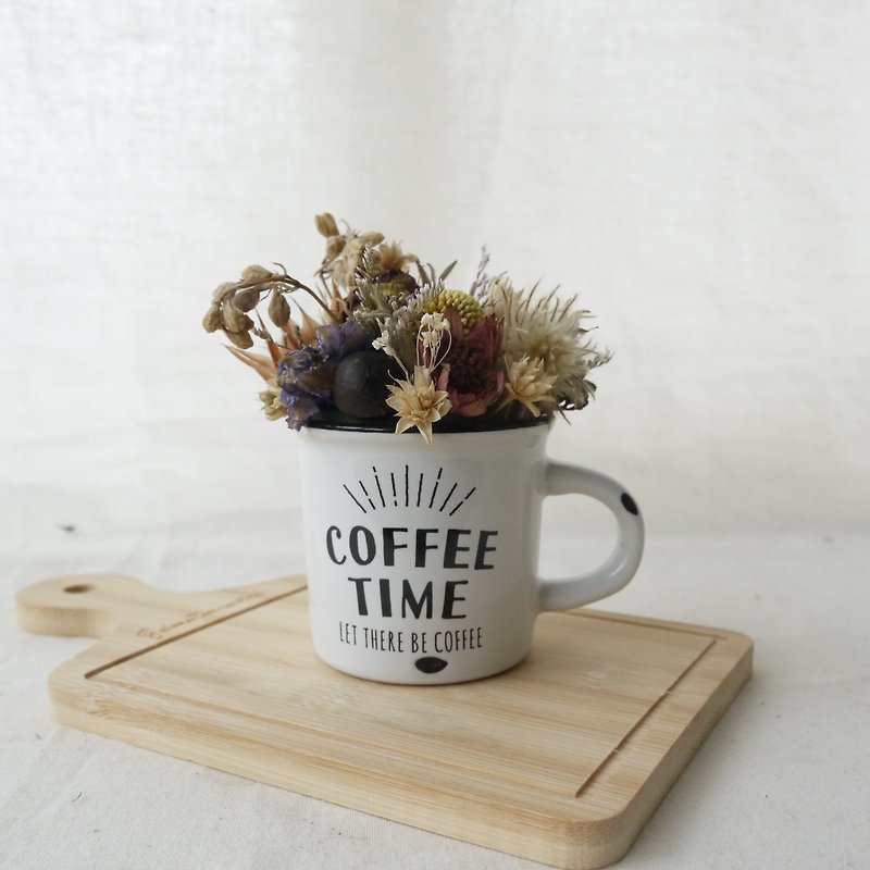 [Coffee Time] Distressed Ceramic Dry Table Flower Decoration - Plants - Plants & Flowers White