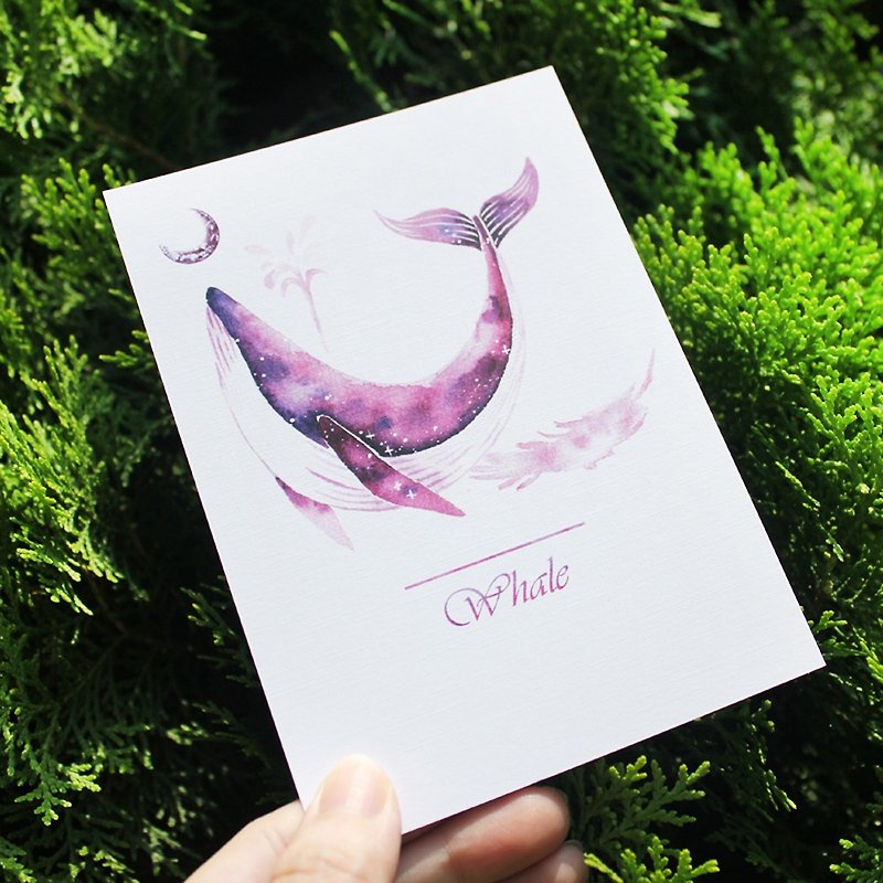 whale postcard - การ์ด/โปสการ์ด - กระดาษ สีม่วง