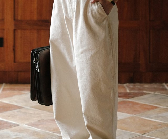 Pepper White Vintage Organic Cotton Dovetail Casual Trousers