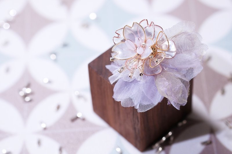 Blossom White Sakura Handmade Resin Jewelry Earrings - ต่างหู - พลาสติก ขาว
