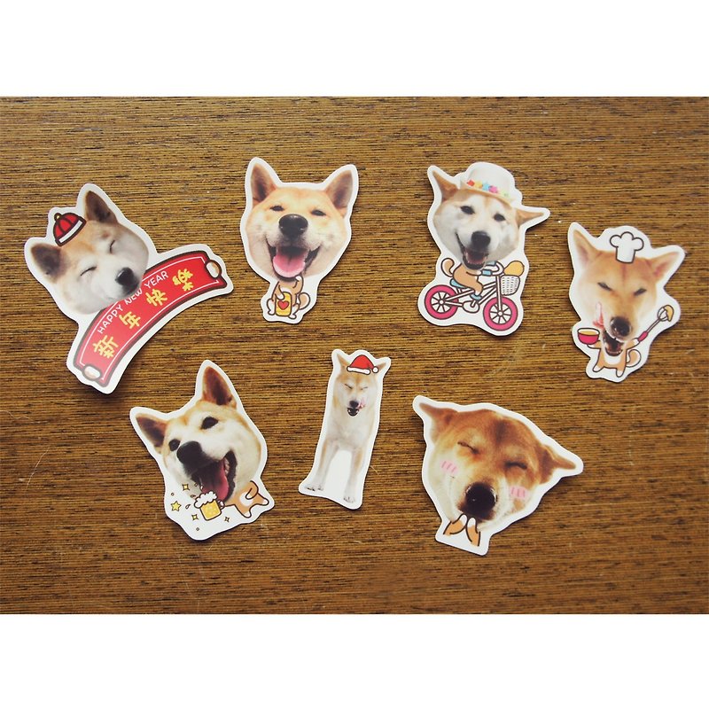[Mangogirl] Shiba Inu fun stickers waterproof small group (7 into a full set) - สติกเกอร์ - พลาสติก 