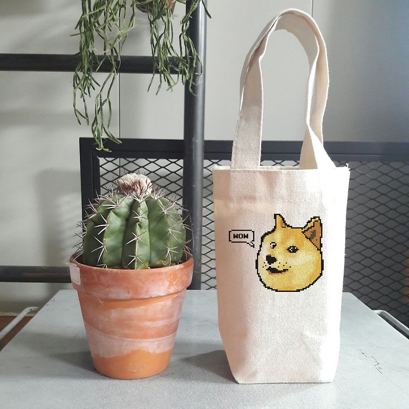 Shibe Doge WOW little cotton bag - Beverage Holders & Bags - Other Materials White