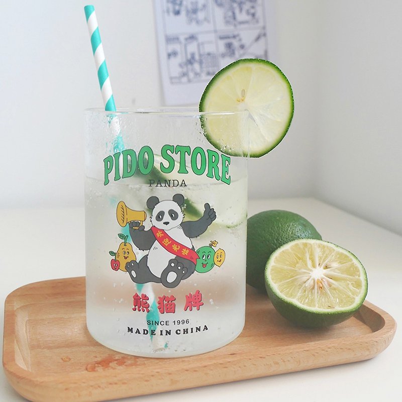 Retro panda cup large capacity glass fresh sparkling water - Cups - Glass Green