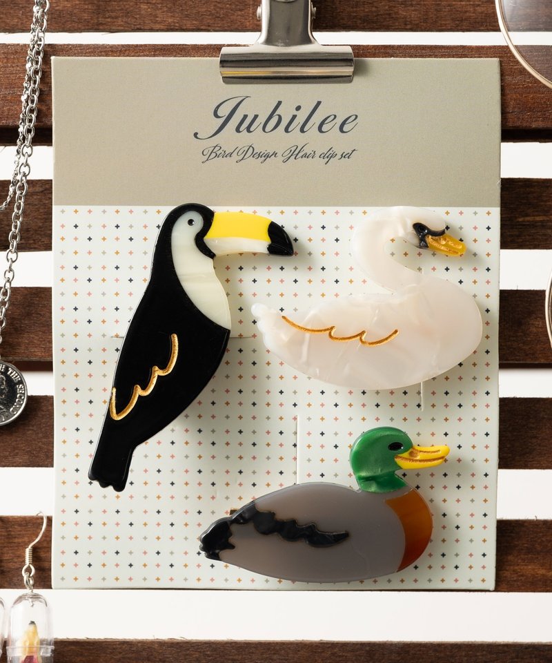 ヘアクリップ 3点セット 動物 犬 猫 鳥 アート デザイン Bird/02 - 髮夾/髮圈 - 其他金屬 多色
