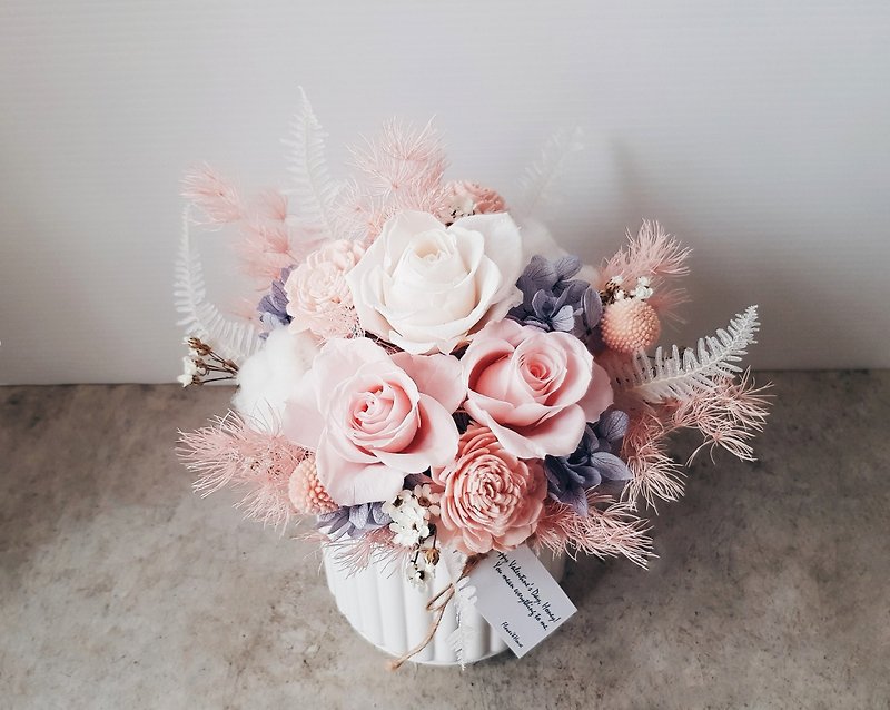 Dreamy pink and white porcelain basin │Universal congratulation flower gift│Home decoration - ช่อดอกไม้แห้ง - พืช/ดอกไม้ สึชมพู