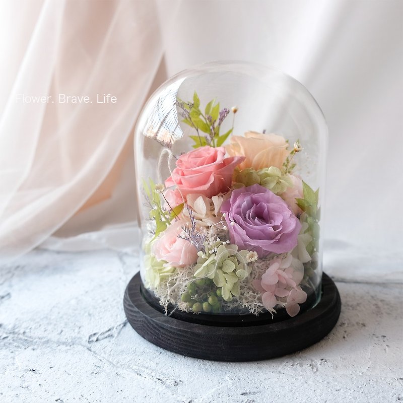 Medium glass bell jar/purple/pink/without flowers/immortal flowers/dry flowers/roses/Chinese Valentine's Day/Valentine's Day - Plants - Plants & Flowers Pink
