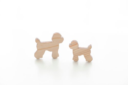 WOOD515 客製化姓名禮物原木淺色造型木片 - 貴賓狗