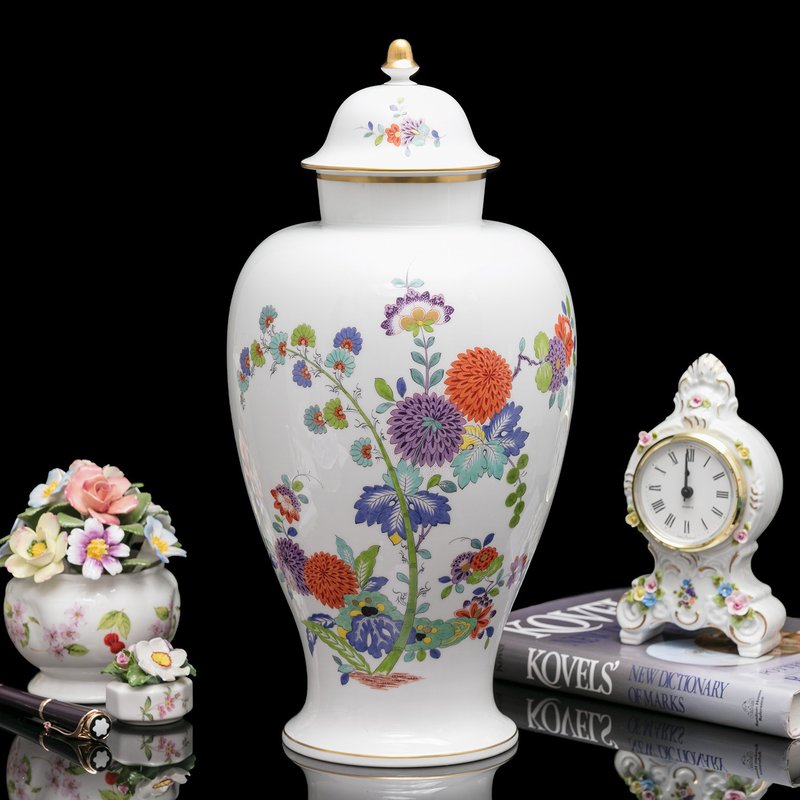 Meissen, Germany, fully hand-painted blooming 1961 ceramic general jar European-style vase large vase arrangement - เซรามิก - เครื่องลายคราม 