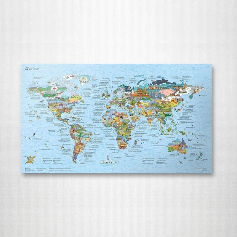 Travel Bucket List Map Poster - Maps - Paper Multicolor