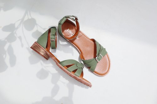 LuceBella 真皮女鞋 【心結】真皮涼鞋-綠色 | 台灣真皮手工女鞋