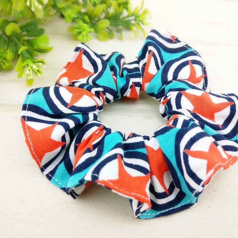 Star badge. Handmade donut hair bundle large intestine ring - Hair Accessories - Cotton & Hemp Blue