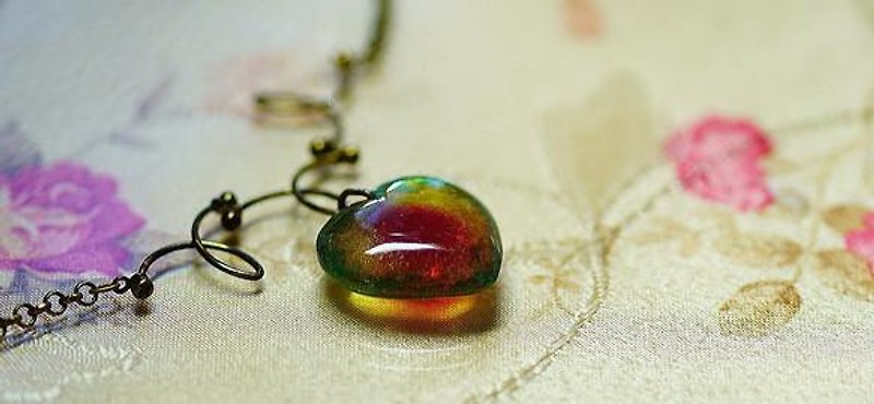 Aqua jewel heart ~ ANTIQUE ~ - Necklaces - Other Metals 