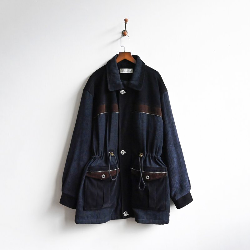 【蛋植物古著】和諧拼色鋪棉寬鬆古著外套 - 女大衣/外套 - 其他人造纖維 