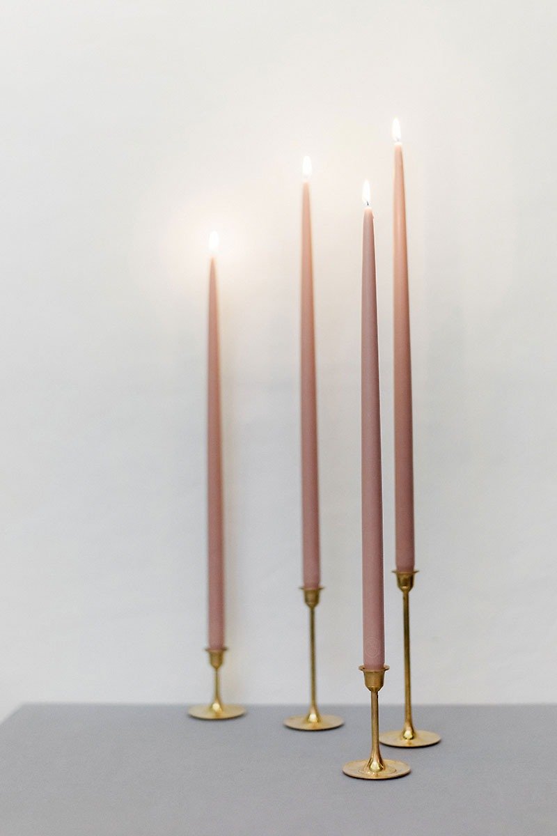 Other Materials Candles & Candle Holders Pink - Beeswax Candles - TAPER 460mm SET - Tall Organic Color Wedding Natural Candles