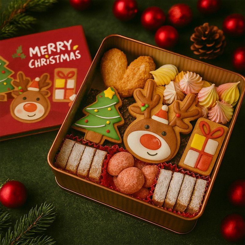 聖誕限定|可可魯的聖誕禮盒|交換禮物-鐵盒餅乾-聖誕禮物-聖誕節 - 手工餅乾 - 新鮮食材 紅色