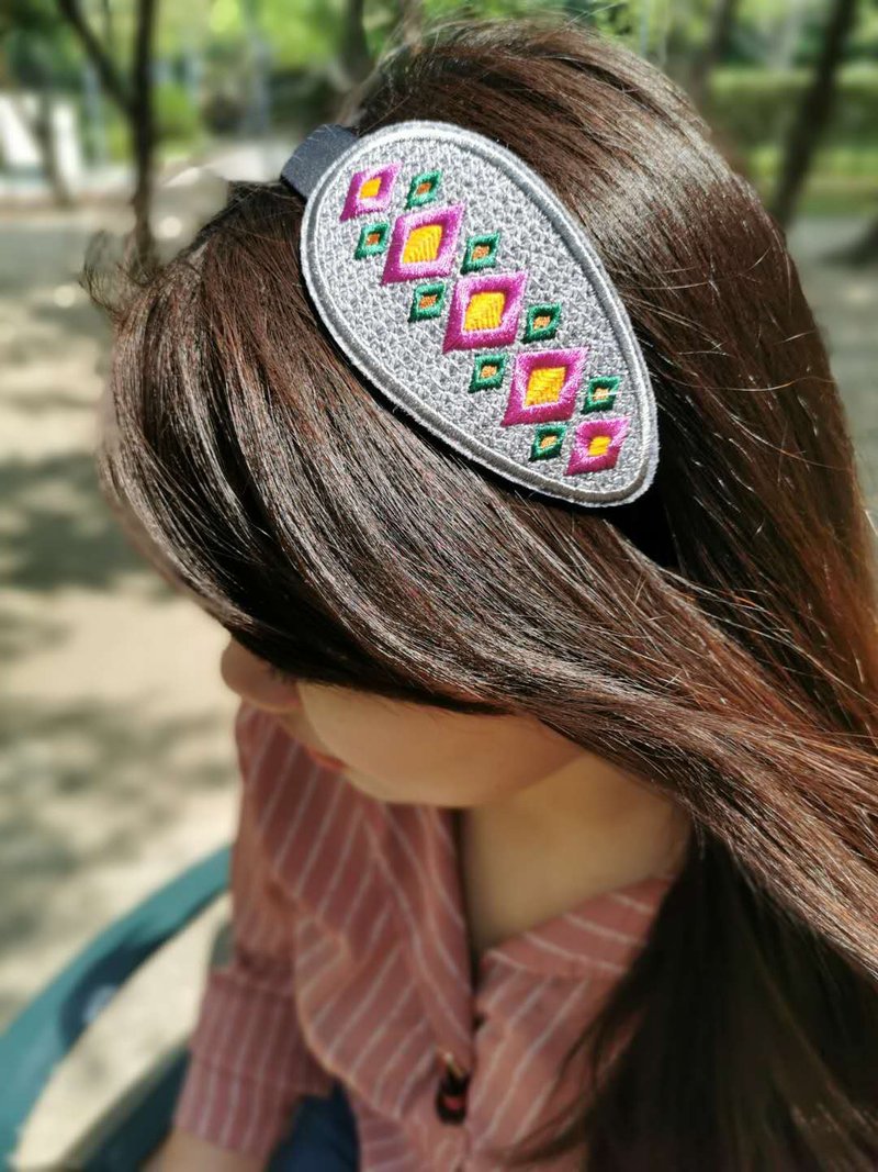 Ethnic style finely embroidered hair clip - Hair Accessories - Thread Purple