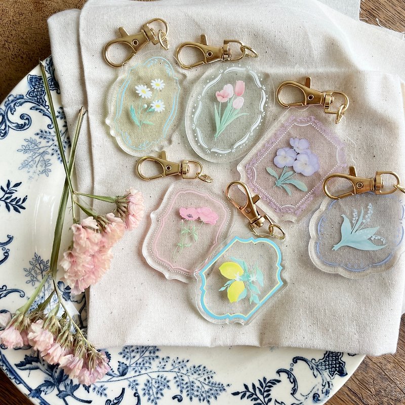 pastel colored botanical key chain - Keychains - Plastic Multicolor