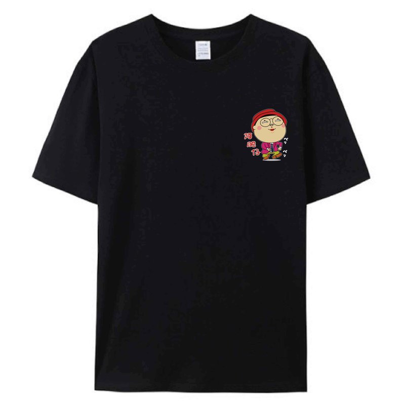 Fat boy black/illustration T-shirt T-SHIRT summer short-sleeved cotton top - เสื้อยืดผู้ชาย - ผ้าฝ้าย/ผ้าลินิน สีน้ำเงิน