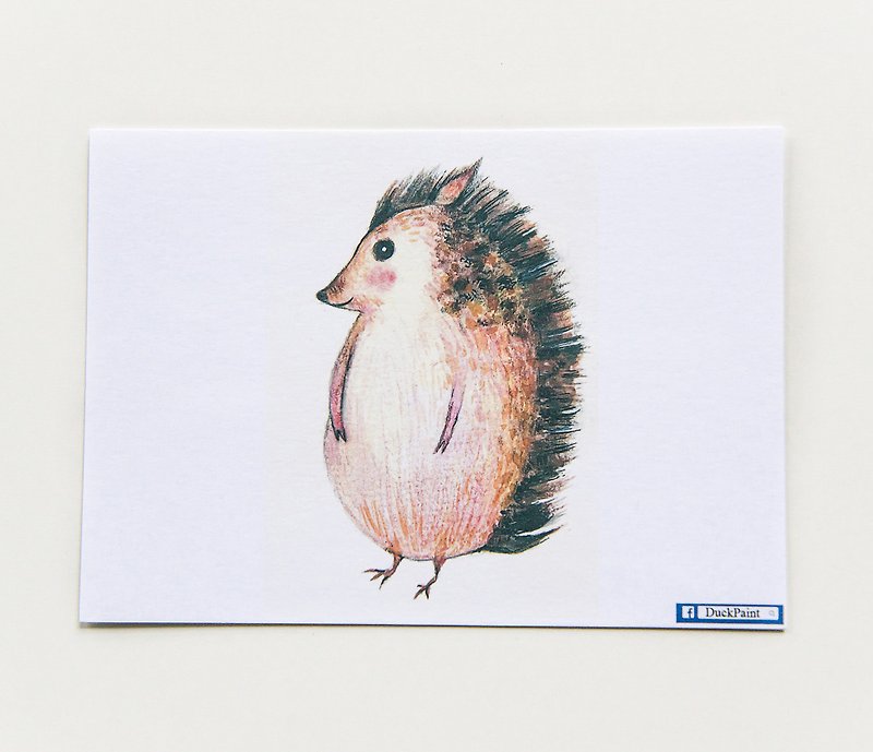 Hand-painted postcard I am a little hedgehog not a porcupine Hedgehog postcard - การ์ด/โปสการ์ด - กระดาษ ขาว