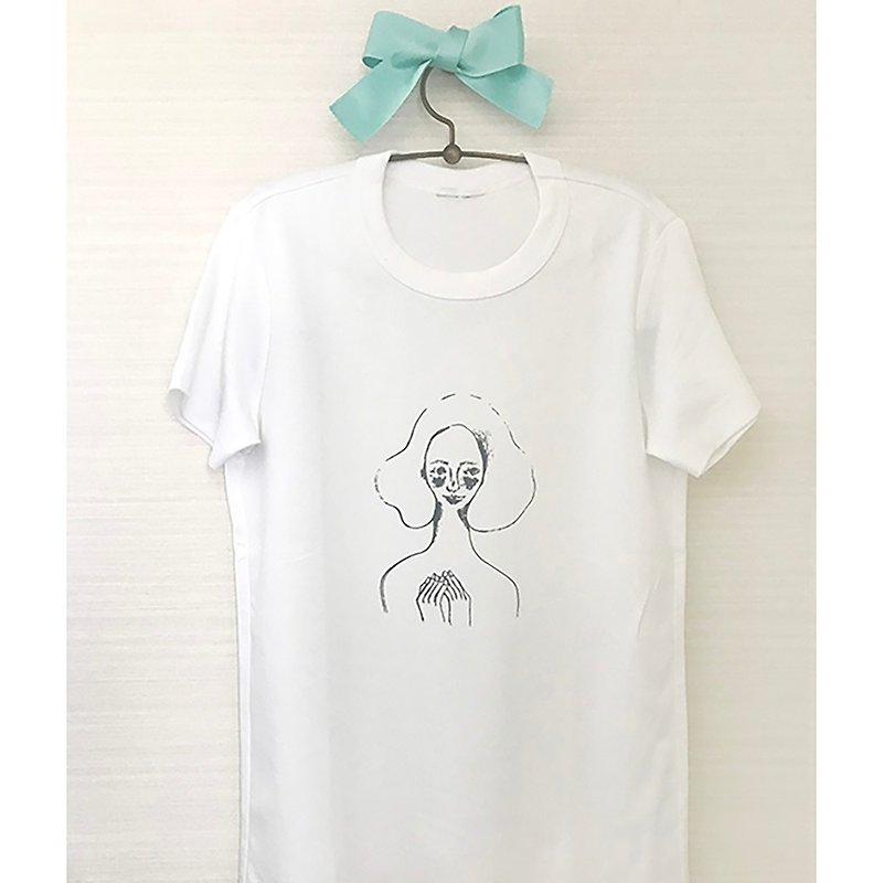 T-shirt girl - เสื้อยืดผู้หญิง - ผ้าฝ้าย/ผ้าลินิน ขาว