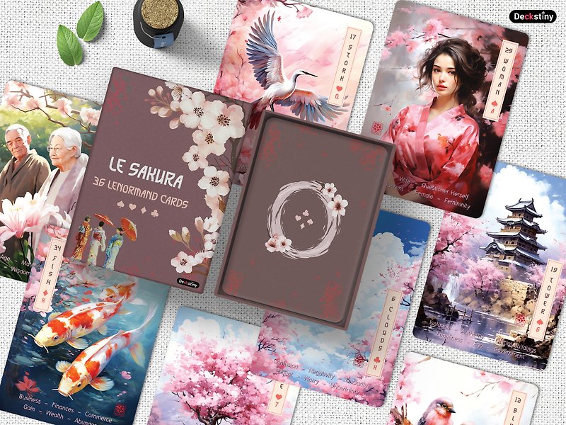 Le Sakura - 36 Lenormand cards - 其他 - 紙 粉紅色