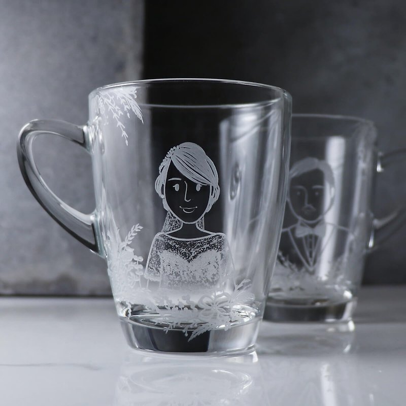 (One price) 320cc [Baroque Manor] (Simple Q version) Portrait Mark Pairing Cup Wedding Gift - Customized Portraits - Glass 