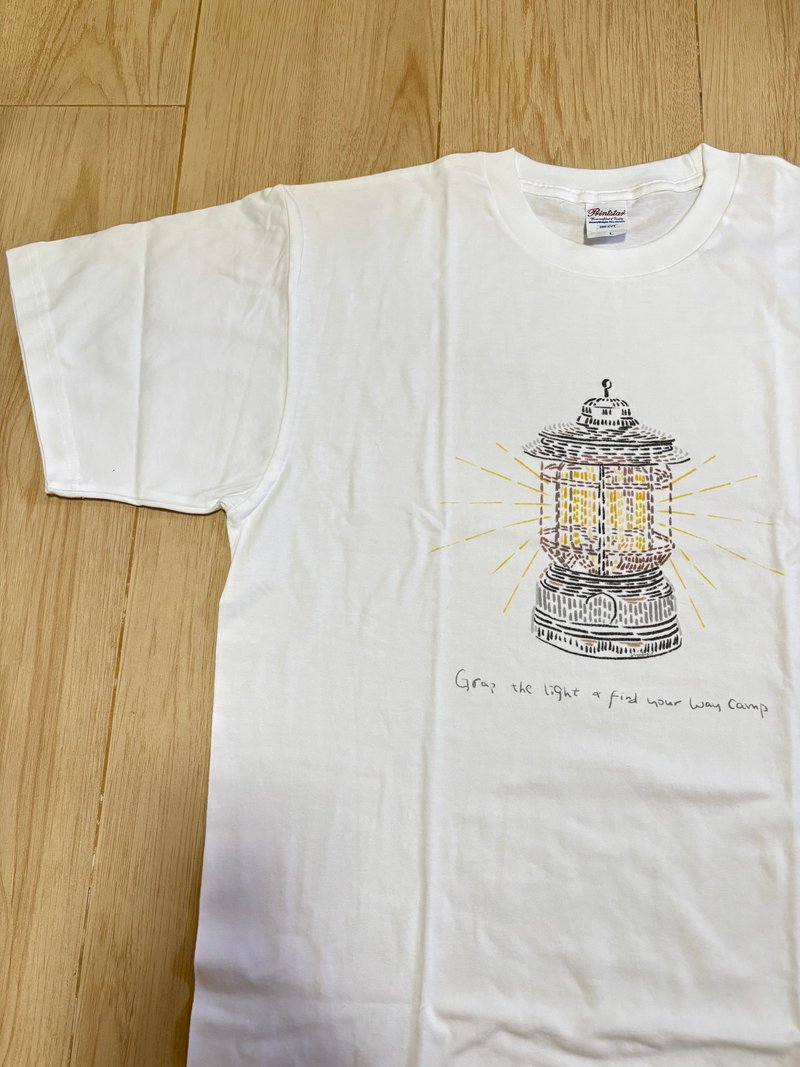 Cyndraw go camping 系列露營燈tee - 帽T/大學T - 棉．麻 白色