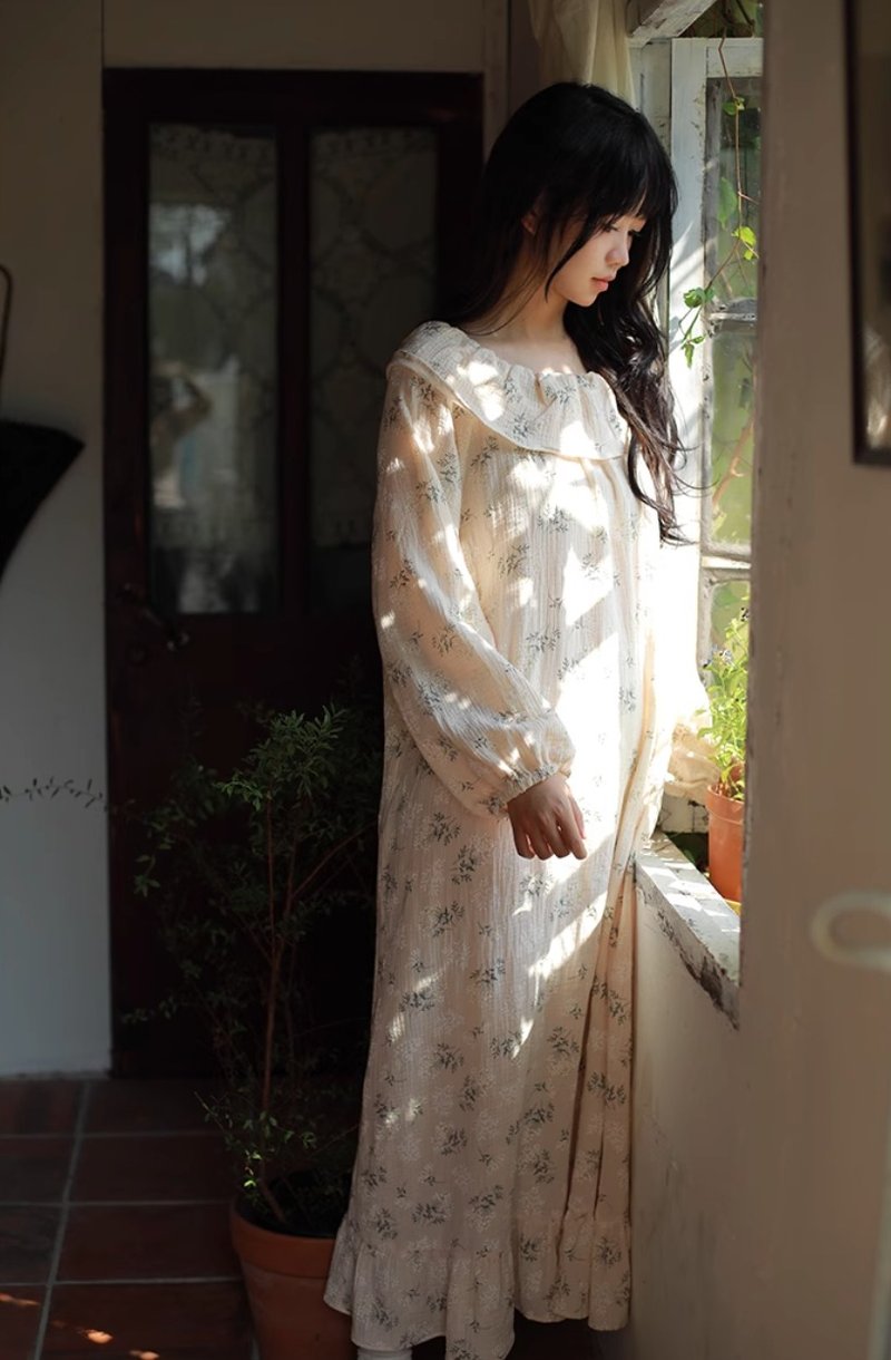 風鈴草 親膚舒適 慵懶碎花家居連身裙 - 睡衣/居家服 - 其他材質 多色