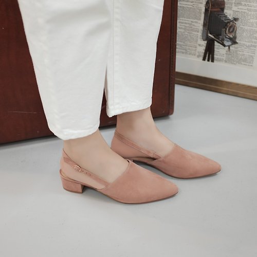 MajorPleasure 女子鞋研究室 柔軟麂皮! 夏日印象派中跟涼鞋 裸 全真皮 MIT -舞蹈課