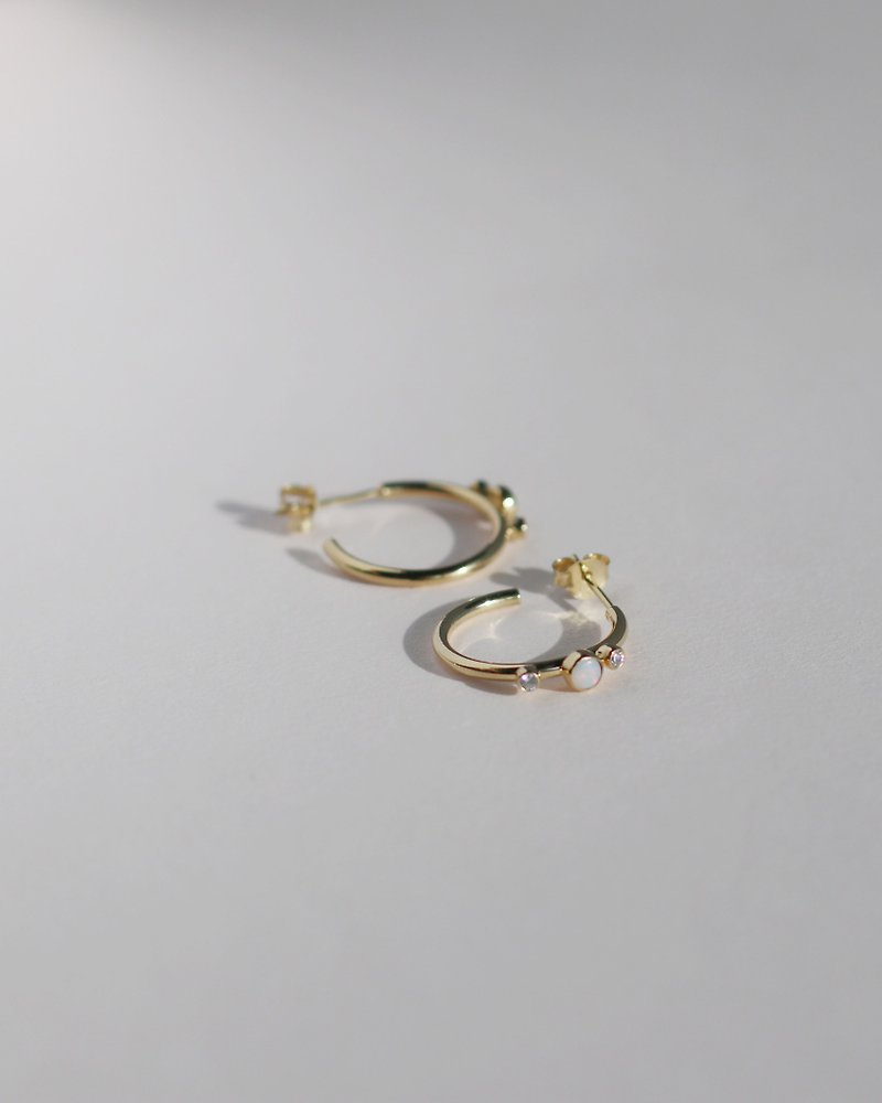 Opal Open Hoop Earrings | 14K Gold Plated Sterling Silver - Earrings & Clip-ons - Sterling Silver Gold