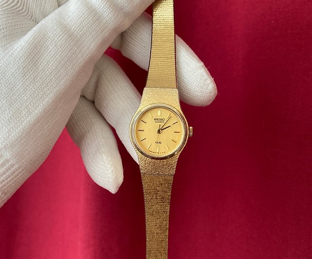 ORIENT square gold watch silver gray textured dial suede strap antique  stock watch vintage - Shop 1j-studio Women's Watches - Pinkoi